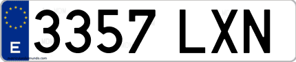Ejemplo de matrícula de coche ordinaria 3357 LXN