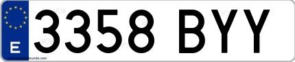 Ejemplo de matrícula española 3358 BYY