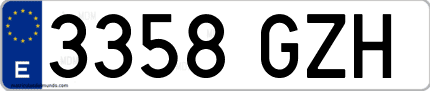 Ejemplo de matrícula de coche ordinaria 3358 GZH
