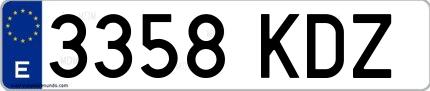 Ejemplo de matrícula española 3358 KDZ