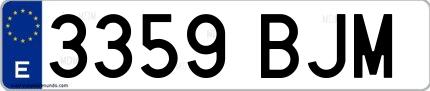 Ejemplo de matrícula española 3359 BJM