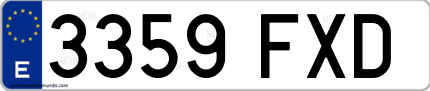 Ejemplo de matrícula de coche ordinaria 3359 FXD