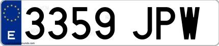 Ejemplo de matrícula española 3359 JPW