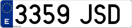 Ejemplo de matrícula de coche ordinaria 3359 JSD