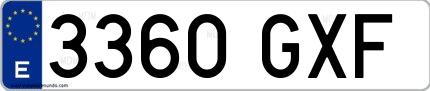 Ejemplo de matrícula española 3360 GXF