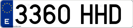 Ejemplo de matrícula de coche ordinaria 3360 HHD