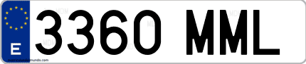 Ejemplo de matrícula de coche ordinaria 3360 MML