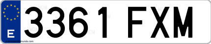 Ejemplo de matrícula de coche ordinaria 3361 FXM