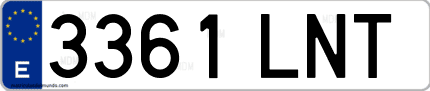 Ejemplo de matrícula de coche ordinaria 3361 LNT