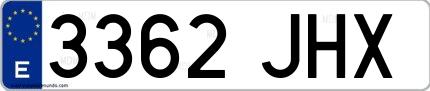 Ejemplo de matrícula española 3362 JHX