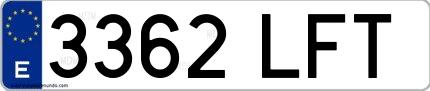 Ejemplo de matrícula española 3362 LFT