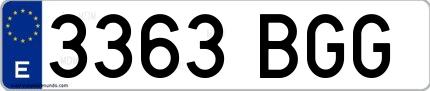 Ejemplo de matrícula española 3363 BGG