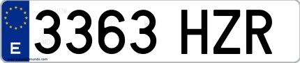Ejemplo de matrícula española 3363 HZR