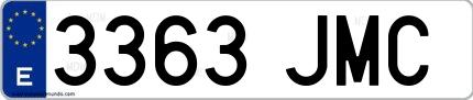 Ejemplo de matrícula española 3363 JMC