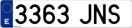 Ejemplo de matrícula de coche ordinaria 3363 JNS