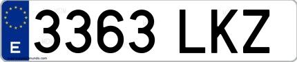 Ejemplo de matrícula española 3363 LKZ