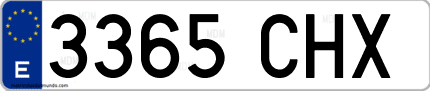 Ejemplo de matrícula de coche ordinaria 3365 CHX