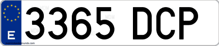 Ejemplo de matrícula de coche ordinaria 3365 DCP