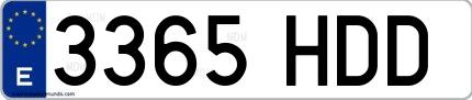 Ejemplo de matrícula española 3365 HDD
