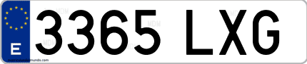 Ejemplo de matrícula de coche ordinaria 3365 LXG