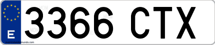 Ejemplo de matrícula de coche ordinaria 3366 CTX