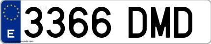 Ejemplo de matrícula española 3366 DMD