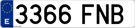 Ejemplo de matrícula de coche ordinaria 3366 FNB