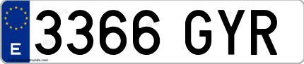 Ejemplo de matrícula de coche ordinaria 3366 GYR