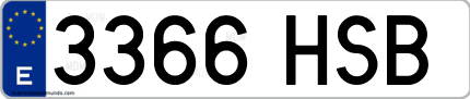 Ejemplo de matrícula de coche ordinaria 3366 HSB