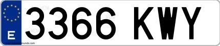 Ejemplo de matrícula española 3366 KWY