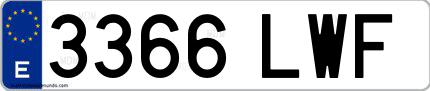 Ejemplo de matrícula española 3366 LWF