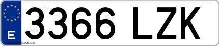 Ejemplo de matrícula española 3366 LZK