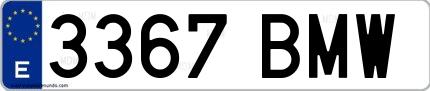Ejemplo de matrícula española 3367 BMW