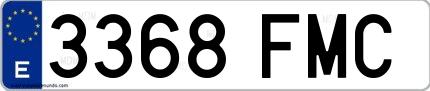 Ejemplo de matrícula española 3368 FMC