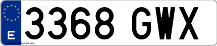 Ejemplo de matrícula de coche ordinaria 3368 GWX