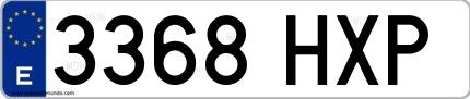 Ejemplo de matrícula española 3368 HXP