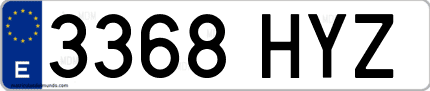 Ejemplo de matrícula de coche ordinaria 3368 HYZ