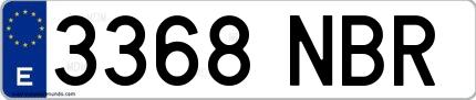 Ejemplo de matrícula española 3368 NBR