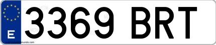 Ejemplo de matrícula española 3369 BRT