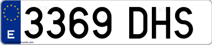 Ejemplo de matrícula de coche ordinaria 3369 DHS