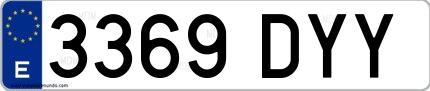Ejemplo de matrícula española 3369 DYY