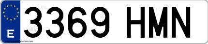 Ejemplo de matrícula española 3369 HMN