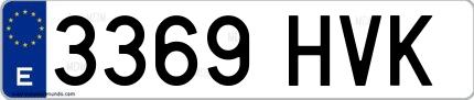 Ejemplo de matrícula española 3369 HVK
