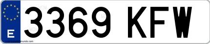 Ejemplo de matrícula española 3369 KFW