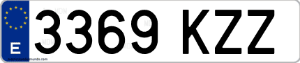 Ejemplo de matrícula de coche ordinaria 3369 KZZ