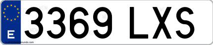 Ejemplo de matrícula española 3369 LXS