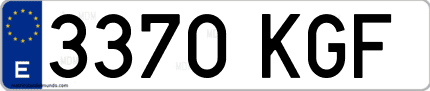 Ejemplo de matrícula de coche ordinaria 3370 KGF