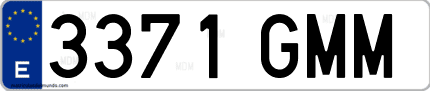 Ejemplo de matrícula de coche ordinaria 3371 GMM