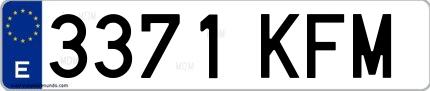 Ejemplo de matrícula española 3371 KFM