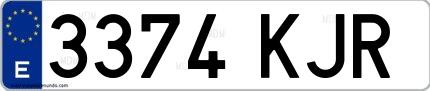 Ejemplo de matrícula española 3374 KJR